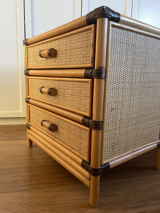 Image 1 of Vintage Rattan/Korbbett mit 2 Schränken