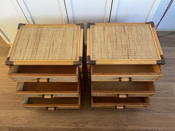 Image 1 of Vintage Rattan/Korbbett mit 2 Schränken