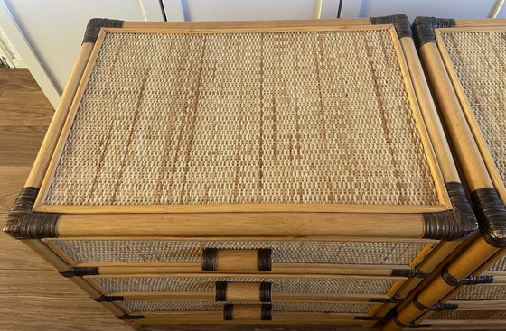 Image 1 of Vintage Rattan/Korbbett mit 2 Schränken