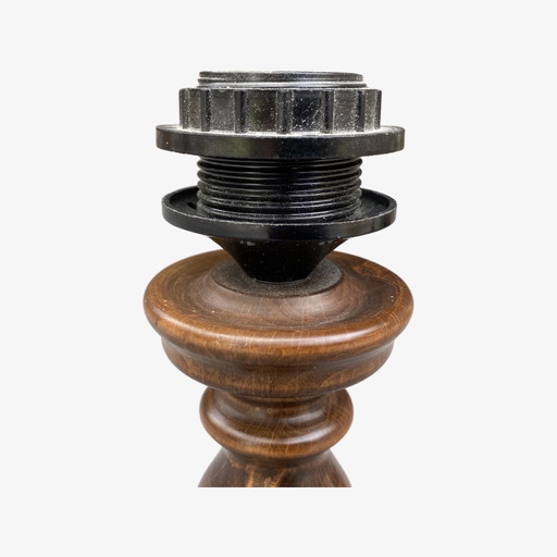 1950er Retro Tischlampe aus dunklem Holz