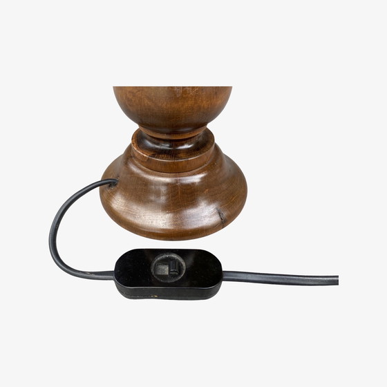 Image 1 of 1950er Retro Tischlampe aus dunklem Holz