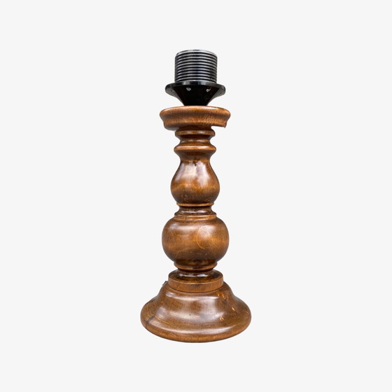 Image 1 of 1950er Retro Tischlampe aus dunklem Holz