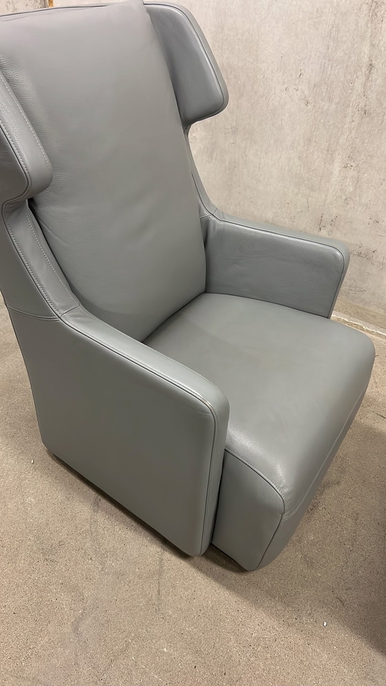 Image 1 of Rolf Benz Sessel + Fußhocker graues Leder