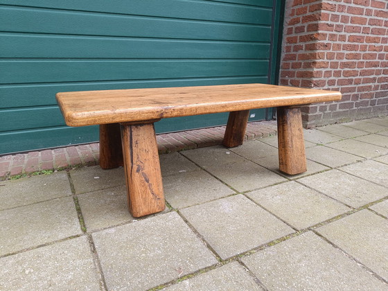 Image 1 of Brutalist Couchtisch aus Eichenholz