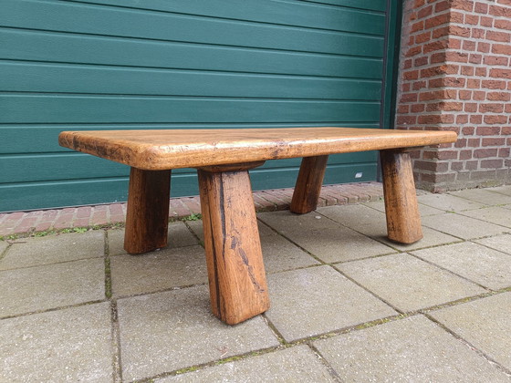 Image 1 of Brutalist Couchtisch aus Eichenholz