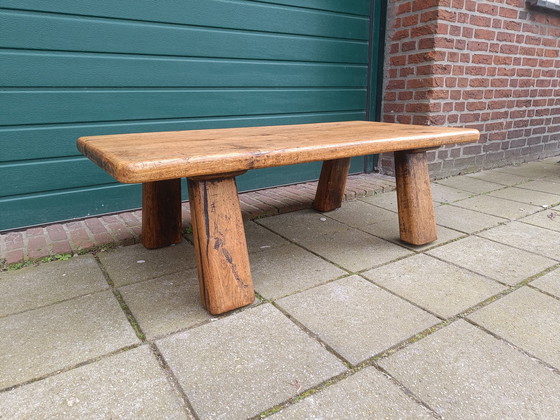 Image 1 of Brutalist Couchtisch aus Eichenholz