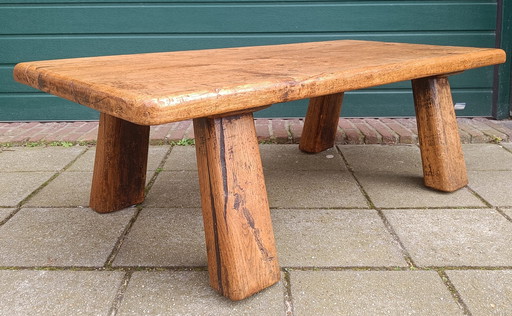 Brutalist Couchtisch aus Eichenholz