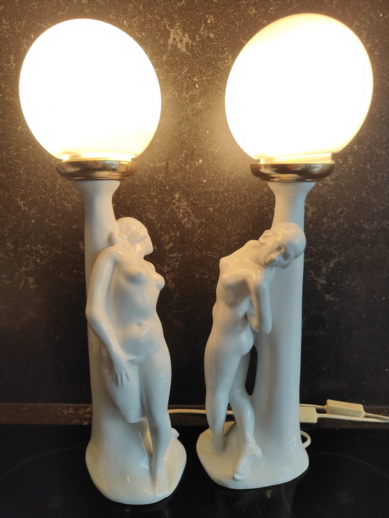 Image 1 of 2x Munari Bassano Keramiklampe von Franco Munari Bassano Lampen