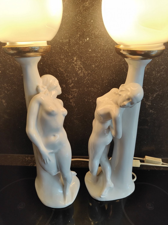 Image 1 of 2x Munari Bassano Keramiklampe von Franco Munari Bassano Lampen