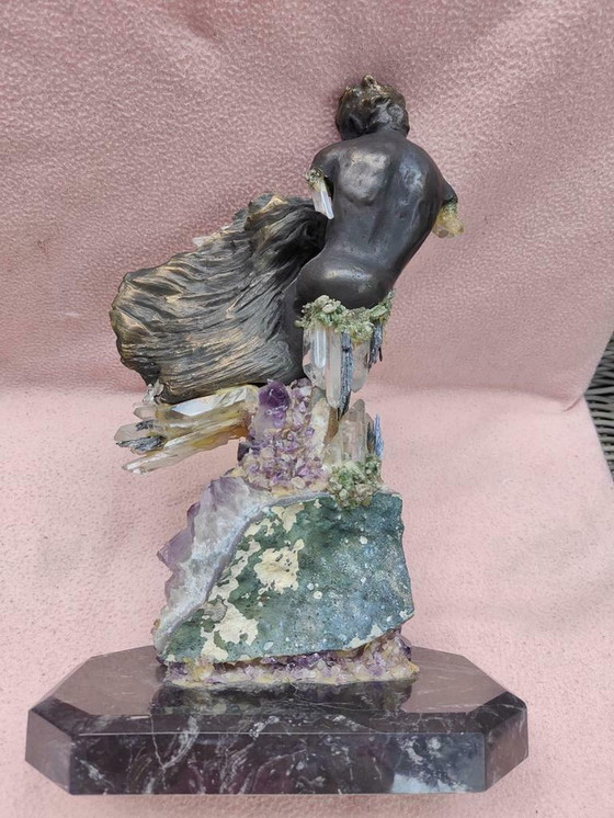 Image 1 of Liebespaar aus Ebano-Bronze auf Amethyst und Quarz