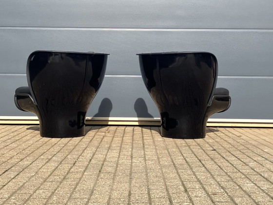 Image 1 of 2x Schwarz auf Schwarz Joe Colombo Elda Stühle