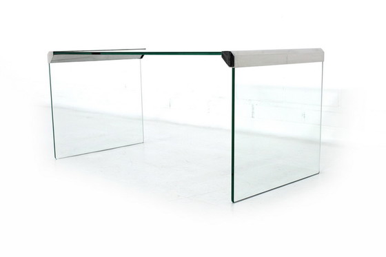 Image 1 of Gallotti & Radice T35 R Coffee Table Set, Satztische,  Italien 1975, Edelstahl + Kristallglas
