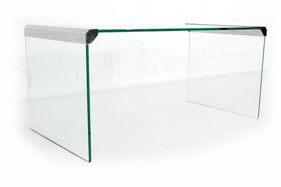 Image 1 of Gallotti & Radice T35 R Coffee Table Set, Satztische,  Italien 1975, Edelstahl + Kristallglas