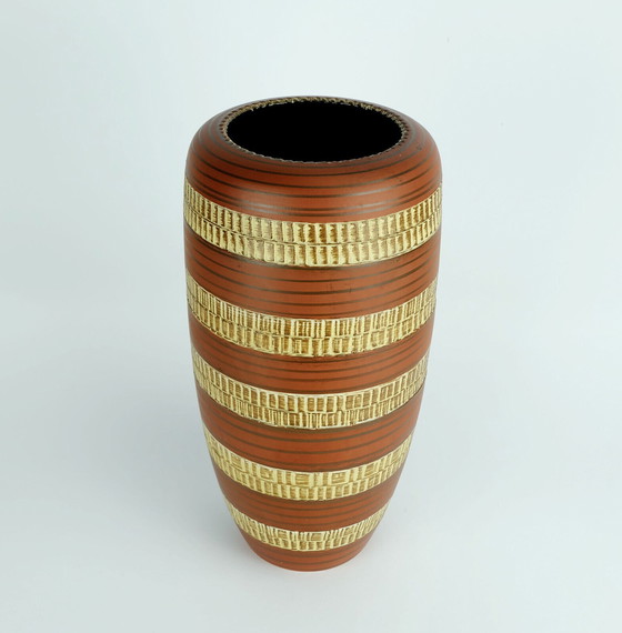 Image 1 of Westdeutsche Vase aus der mid century von Duemler & Breiden, Modell 166 30, Reliefdekor aus den 1950er Jahren 