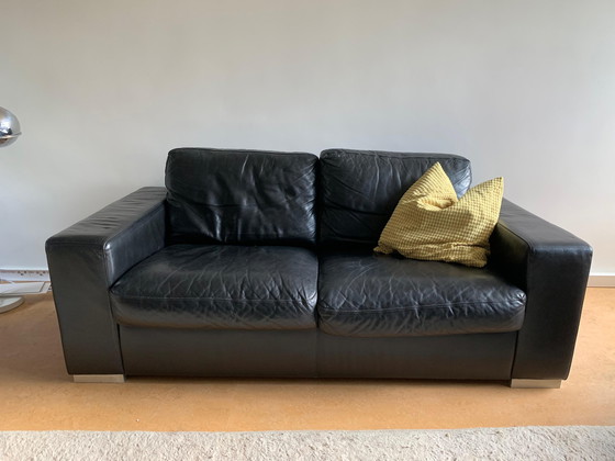 Image 1 of Maschalke 2-Sitzer-Sofa aus schwarzem Leder