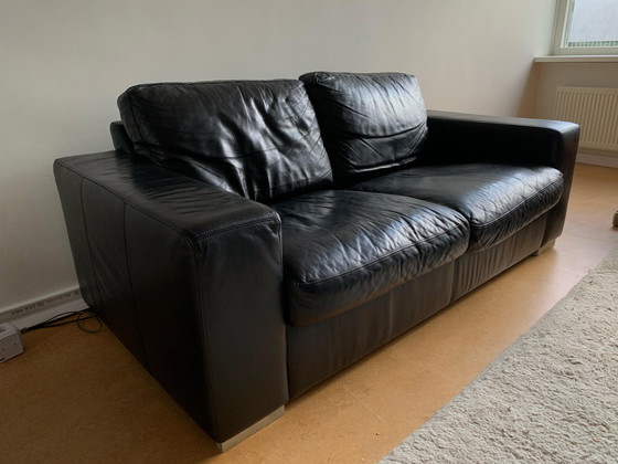 Image 1 of Maschalke 2-Sitzer-Sofa aus schwarzem Leder