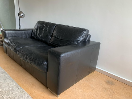 Image 1 of Maschalke 2-Sitzer-Sofa aus schwarzem Leder