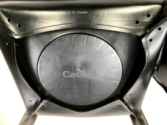 Image 1 of Zwei Stück Cab Chairs Typ 413 Design Mario Bellini für Cassina in schwarzem Leder