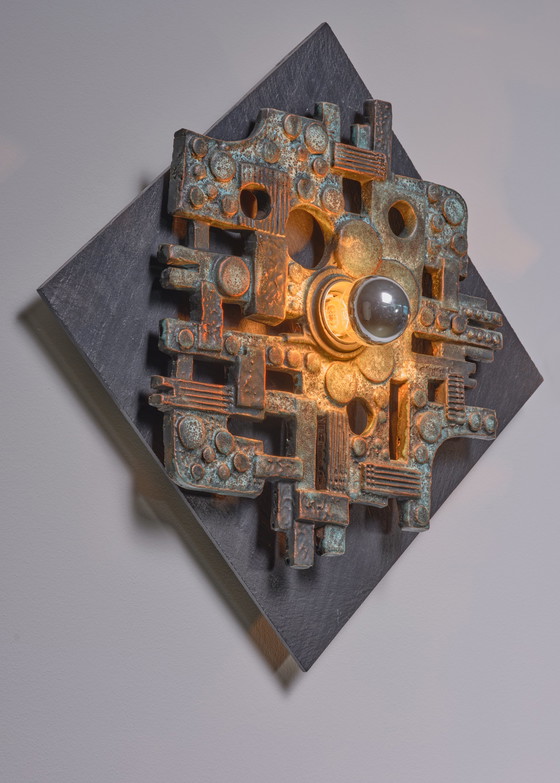 Image 1 of Set aus 3 brutalistischen Wandlampen, 1960er