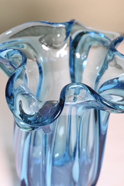 Vintage Blau Taschentuchvase