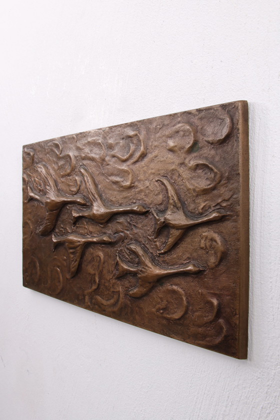 Image 1 of Kupfer Wanddekoration fliegende Vögel, 1960