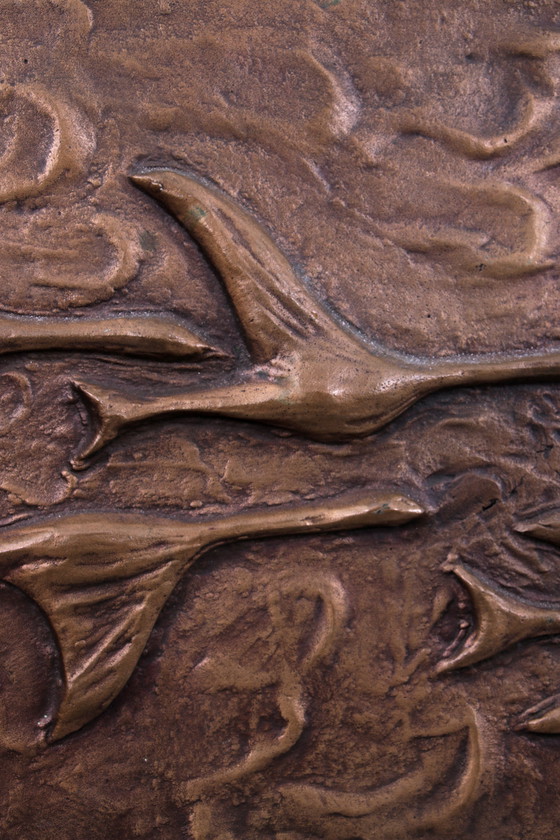 Image 1 of Kupfer Wanddekoration fliegende Vögel, 1960