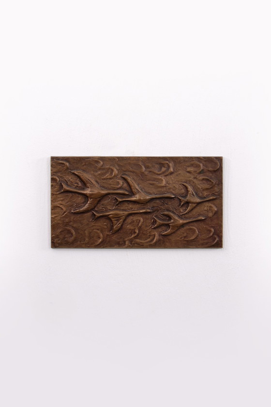 Image 1 of Kupfer Wanddekoration fliegende Vögel, 1960