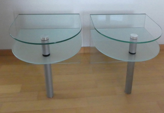 Image 1 of 2x Modern Nachttisch aus Glas