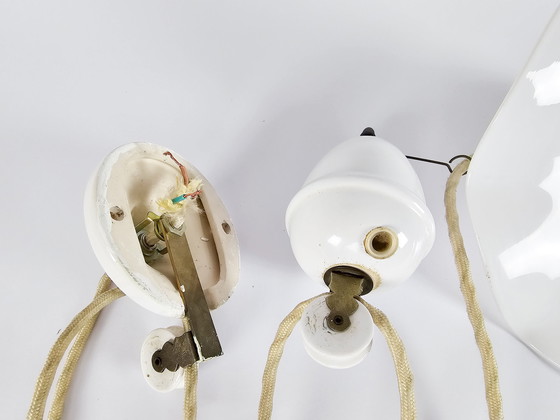 Image 1 of Art Deco – Opalglas – Messing – Hängelampe – Pendelleuchte mit Flaschenzug – 1. Viertel des 20. Jahrhunderts