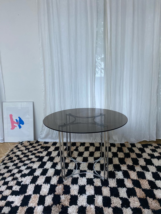 Image 1 of Esstisch aus Chrom und Rauchglas