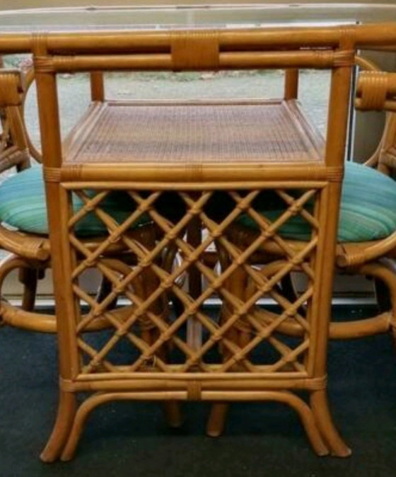 Image 1 of Rattan Boho Vintage Bistro-Essgruppe doppelt