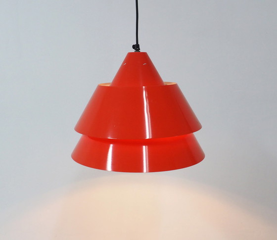 Image 1 of Fog & Morup Zone Hängelampe rot, 1960er Jahre
