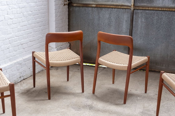 Image 1 of 4x Niels Møller Modell 75 in Teak, 1960er Jahre Dänemark