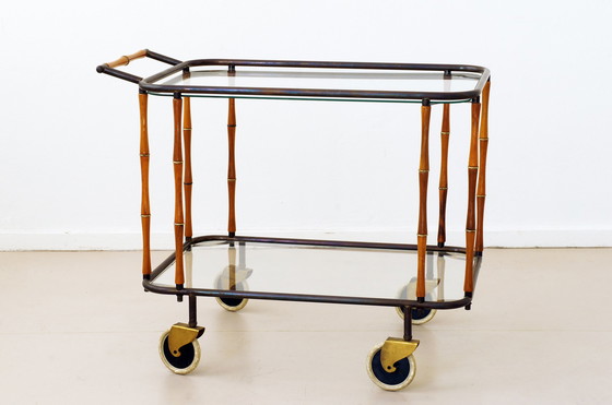 Image 1 of Servierwagen aus Bambusimitat aus der Mid-century