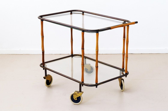 Image 1 of Servierwagen aus Bambusimitat aus der Mid-century