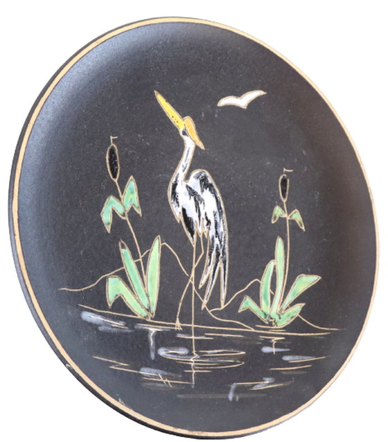 Image 1 of Ruscha Wandteller 'Reiher' Vintage
