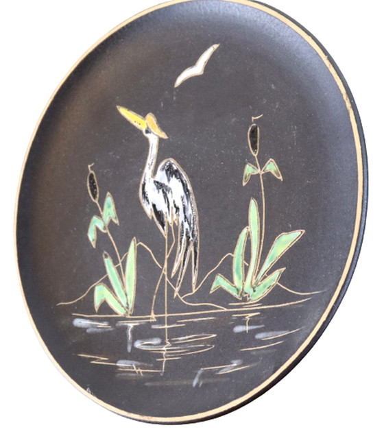 Image 1 of Ruscha Wandteller 'Reiher' Vintage