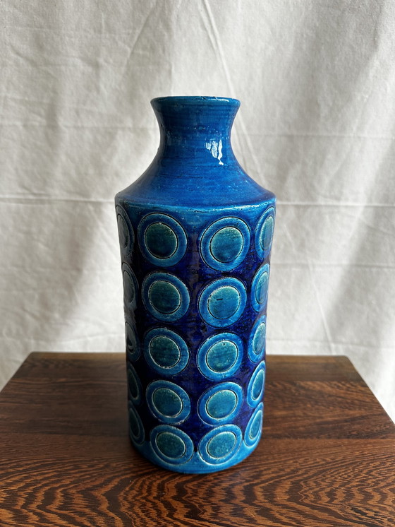 Image 1 of Aldo Londi für Bitossi – Kreise – Rimini blaue Vase