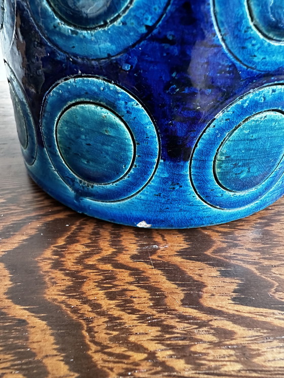 Image 1 of Aldo Londi für Bitossi – Kreise – Rimini blaue Vase