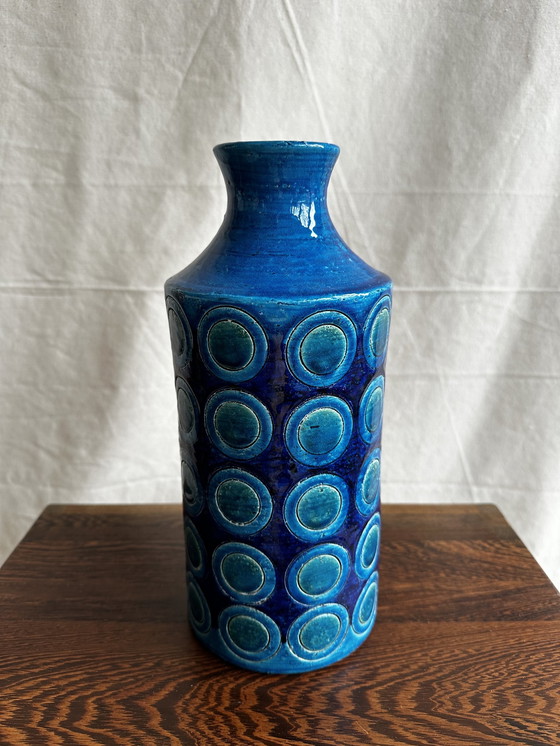 Image 1 of Aldo Londi für Bitossi – Kreise – Rimini blaue Vase