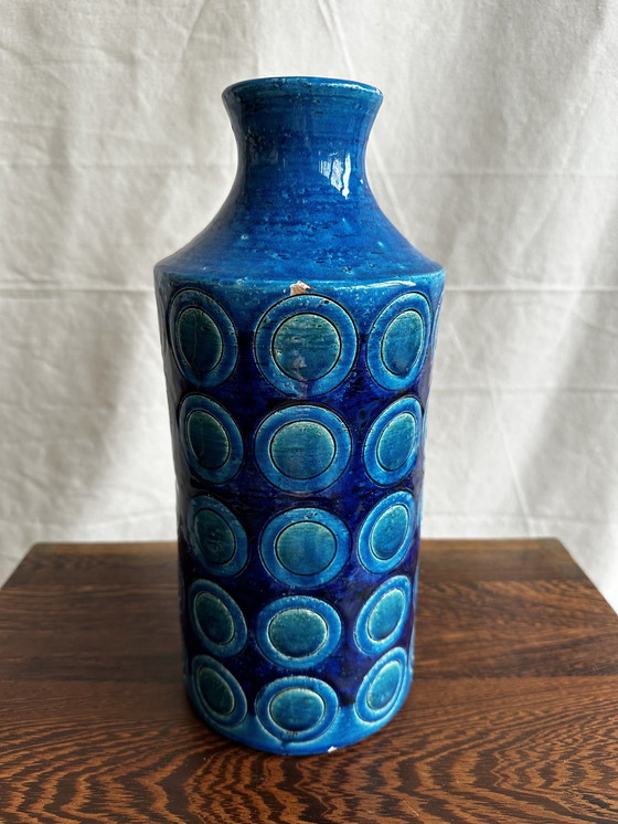 Image 1 of Aldo Londi für Bitossi – Kreise – Rimini blaue Vase