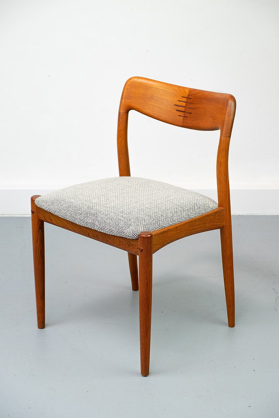 Image 1 of 6x Teak and Wool Dining Chairs by Johannes Andersen for Uldum