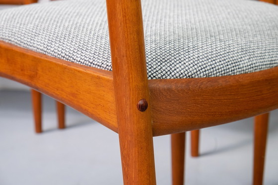 Image 1 of 6x Teak and Wool Dining Chairs by Johannes Andersen for Uldum