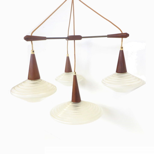 Seltene Vintage-Hängelampe mit vier Lichtpunkten