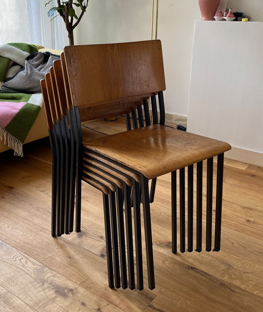 6x MH Stalmobler Mid century Stapelstühle