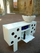 Design-Weinschrank Hochglanz weiß