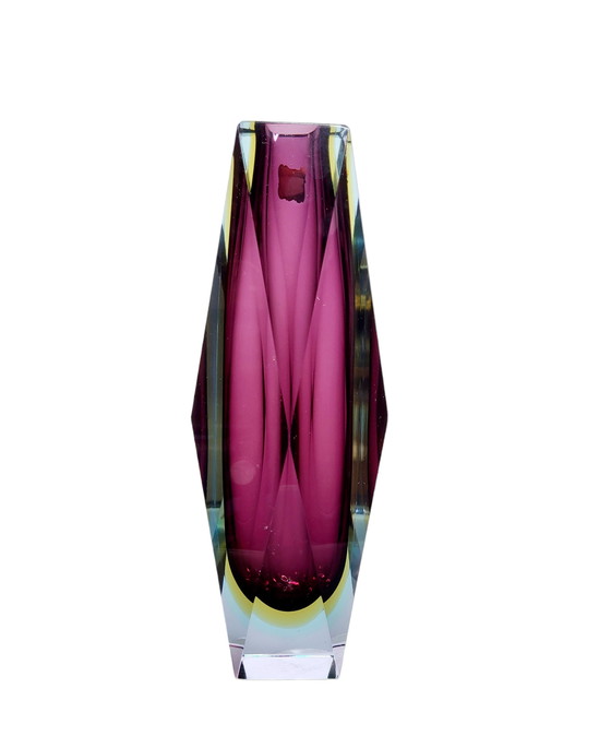Image 1 of Flavio Poli, facettierte XL-Sommerso-Vase, Muranoglas, Italien 1970er Jahre