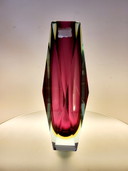Flavio Poli, facettierte XL-Sommerso-Vase, Muranoglas, Italien 1970er Jahre