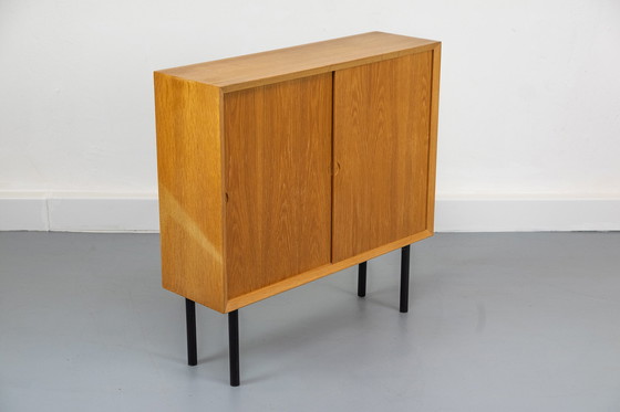 Image 1 of Small Oak Cabinet with sliding doors, 1960s