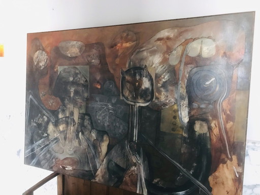 Jacques Chemay 1964 Paris-Malerei – schilderijen tekeningen, Canvas, Mid Century Modern (photo 2 of 10)